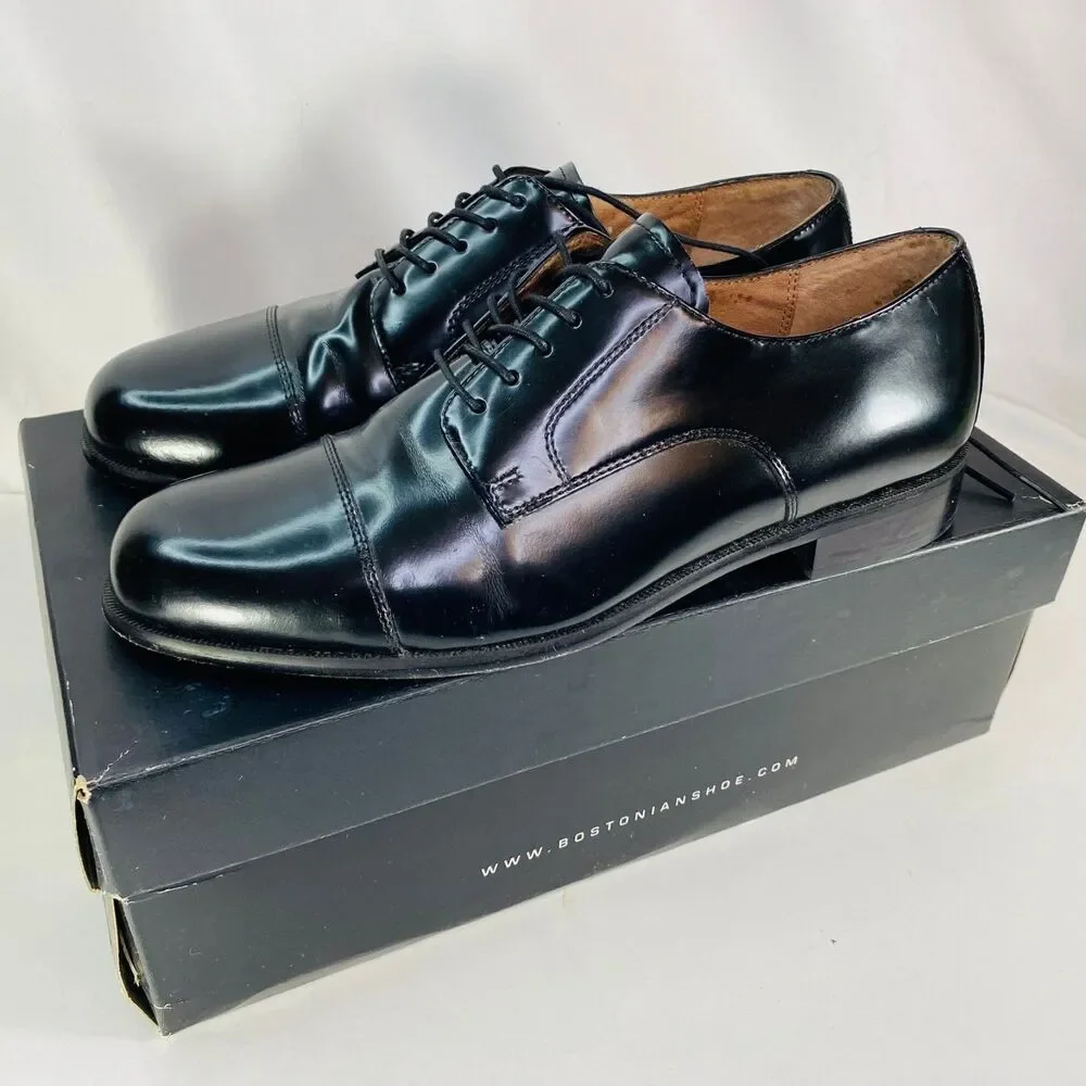 Bostonian Classics Black Cap Toe Oxford Dress Shoes 9M Original Box USA